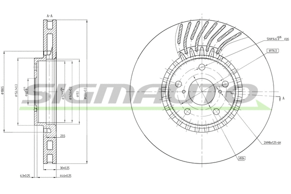 Disque de frein SIGMAUTO DBC498VRD