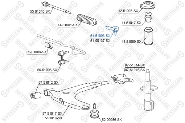 Rotule de barre de connexion STELLOX 51-51003-SX