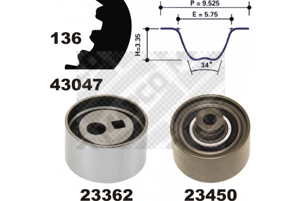 Kit de courroie crantée MAPCO 23435