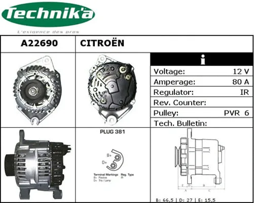 Alternateur Technika A22690