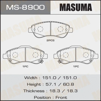 Jeu de mâchoires de frein MASUMA MS-8900