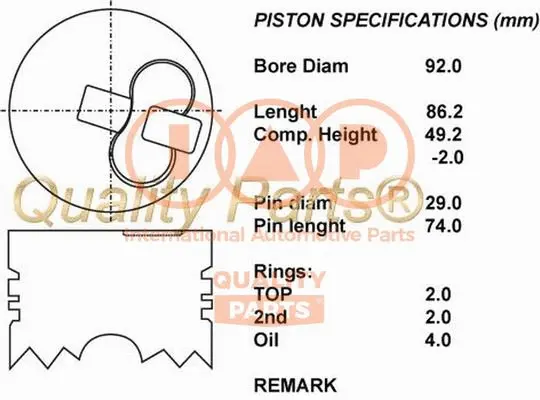 Piston IAP QUALITY PARTS 101-17050