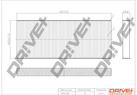 Filtre, air de l'habitacle Dr!ve+ DP1110.12.0029