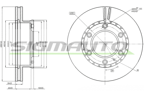Disque de frein SIGMAUTO DBC459V