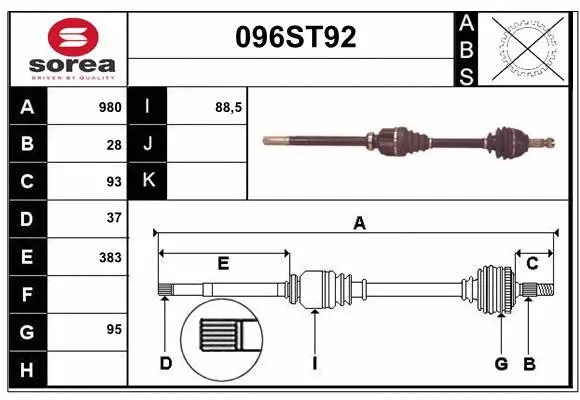 Arbre de transmission STARTCAR 096ST92