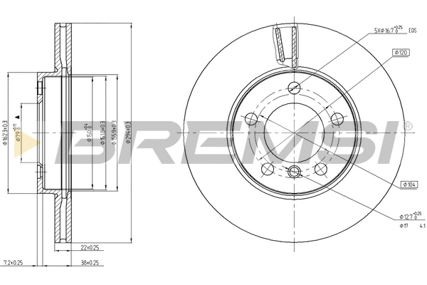 Disque de frein BREMSI CD8122V