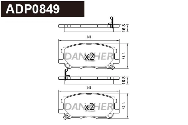 Kit de plaquettes de frein, frein à disque DANAHER ADP0849