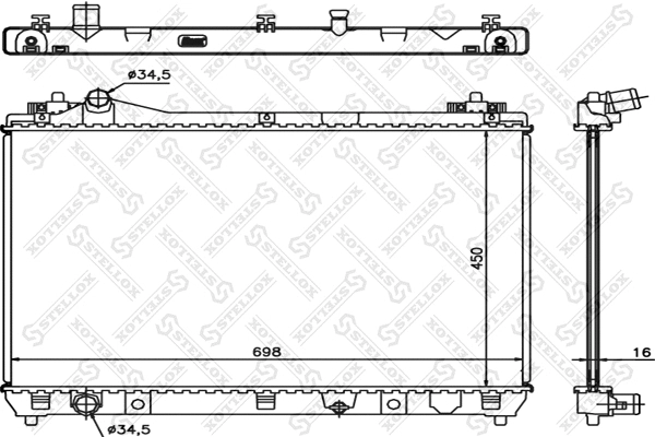 Radiateur, refroidissement du moteur STELLOX 10-25457-SX