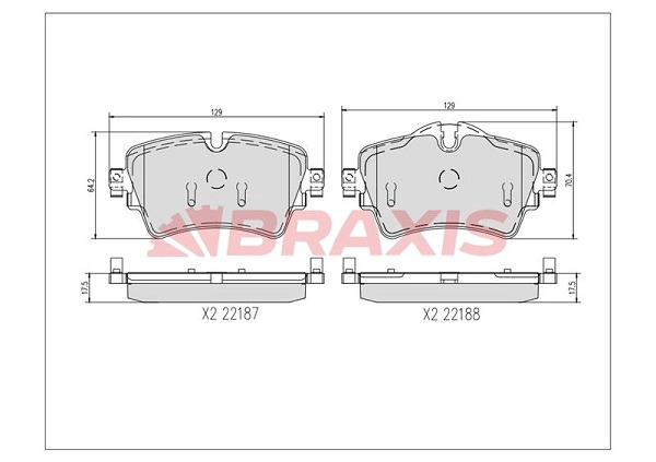 Kit de plaquettes de frein, frein à disque BRAXIS AA0734