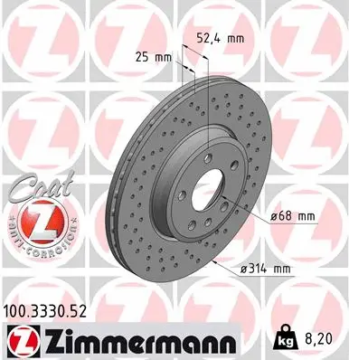 Disque de frein ZIMMERMANN 100.3330.52