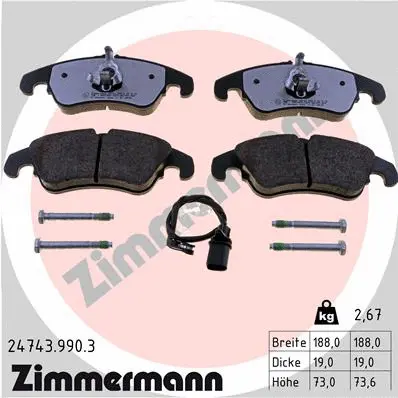 Kit de plaquettes de frein, frein à disque ZIMMERMANN 24743.990.3