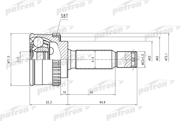 Jeu de joints, arbre de transmission PATRON PCV1406