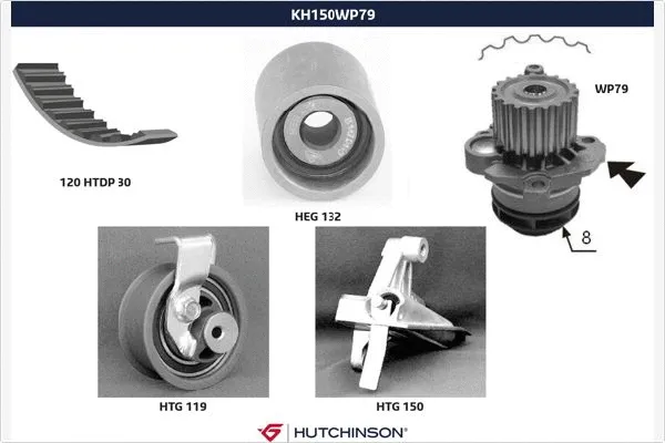 Pompe à eau + kit de courroie crantée HUTCHINSON KH 150WP79