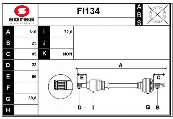 Arbre de transmission SERA FI134