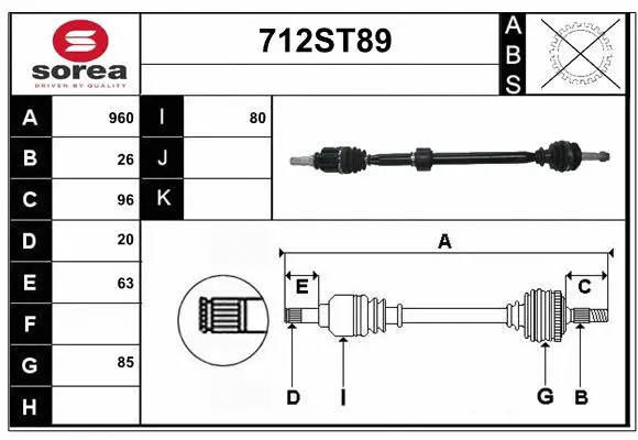 Arbre de transmission STARTCAR 712ST89