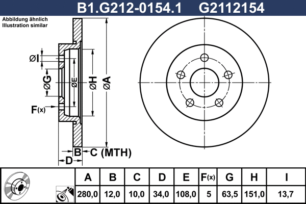 Disque de frein GALFER B1.G212-0154.1