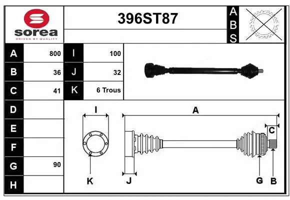 Arbre de transmission STARTCAR 396ST87