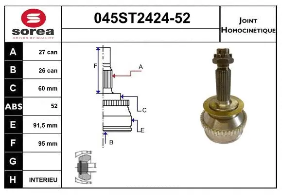 Jeu de joints, arbre de transmission STARTCAR 045ST2424-52