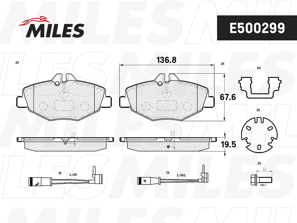 Kit de plaquettes de frein, frein à disque MILES E500299