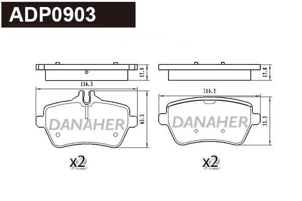 Kit de plaquettes de frein, frein à disque DANAHER ADP0903