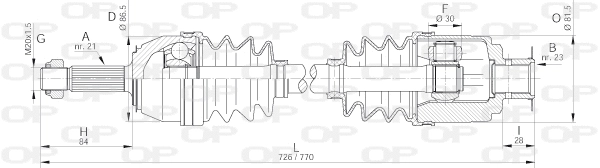 Arbre de transmission OPEN PARTS DRS6166.00