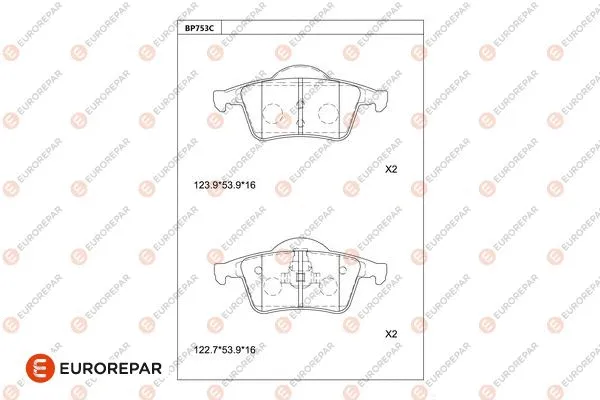 Kit de plaquettes de frein, frein à disque EUROREPAR 1681275080