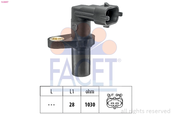 Capteur d'angle, vilebrequin FACET 9.0697