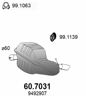 Silencieux arrière ASSO 60.7031