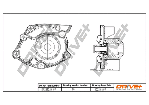 Pompe à eau, refroidissement du moteur Dr!ve+ DP2310.10.107