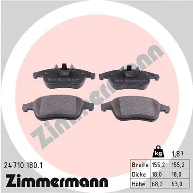 Kit de plaquettes de frein, frein à disque ZIMMERMANN 24710.180.1