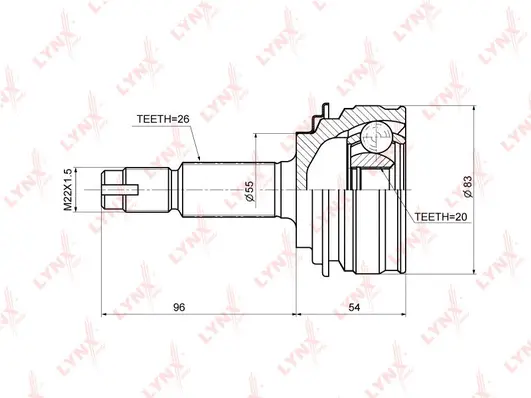 Jeu de joints, arbre de transmission LYNXAUTO CO-3683