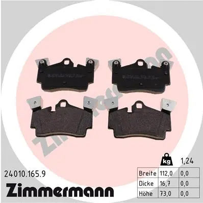 Kit de plaquettes de frein, frein à disque ZIMMERMANN 24010.165.9