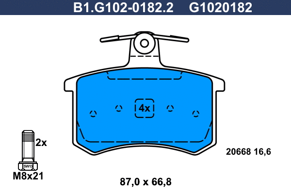 Kit de plaquettes de frein, frein à disque GALFER B1.G102-0182.2