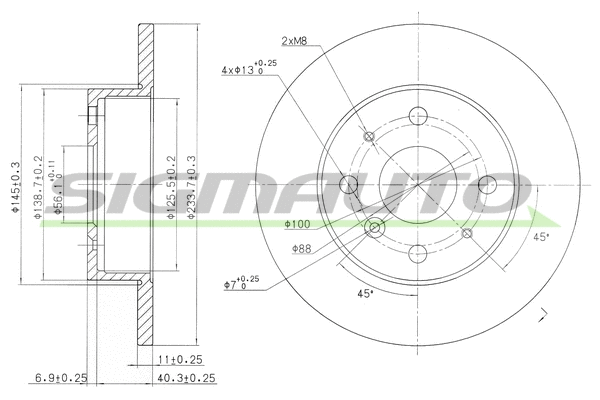 Disque de frein SIGMAUTO DBA386S