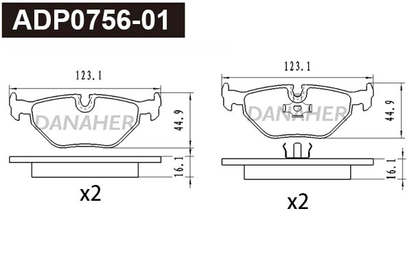 Kit de plaquettes de frein, frein à disque DANAHER ADP0756-01