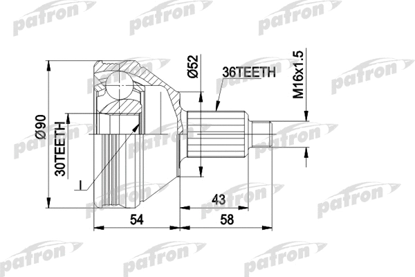 Jeu de joints, arbre de transmission PATRON PCV1414