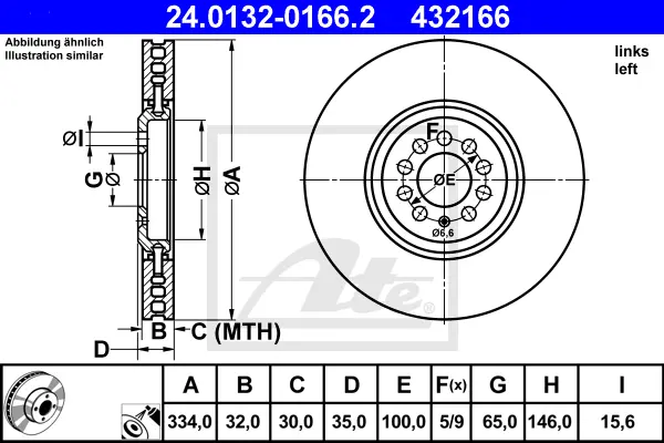 Disque de frein ATE-APAC 24.0132-0166.2