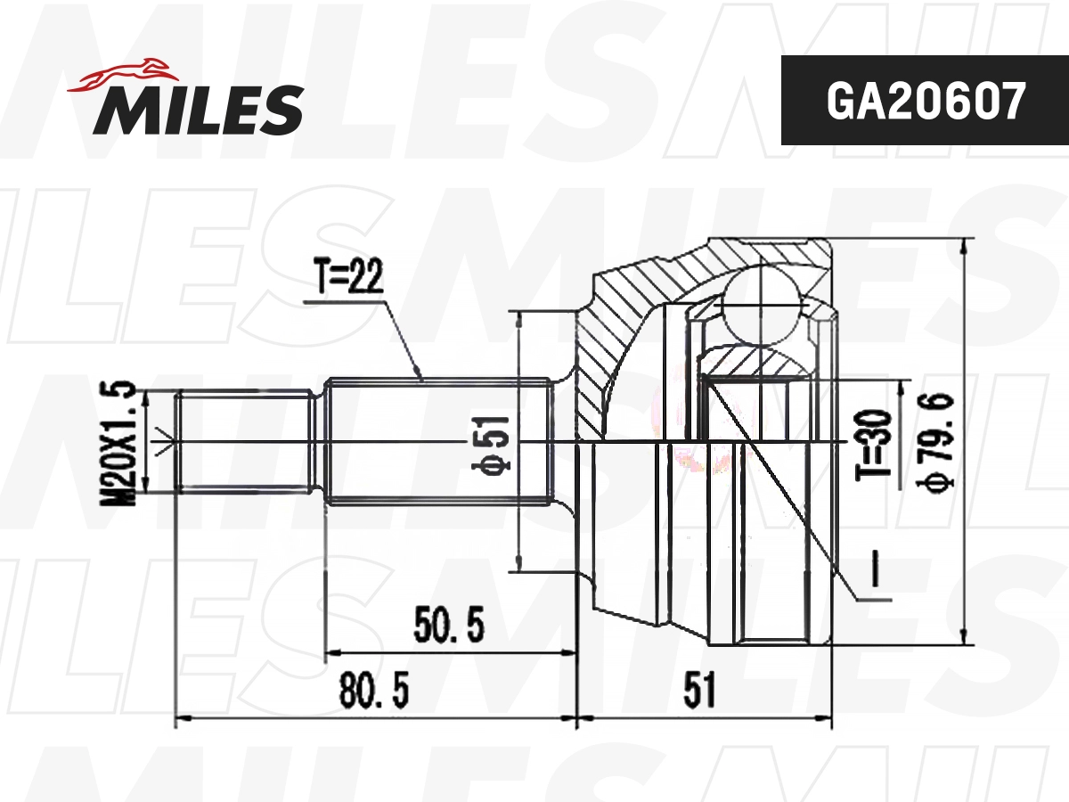 Jeu de joints, arbre de transmission MILES GA20607