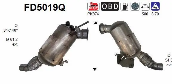 Filtre à particules / à suie, échappement AS FD5019Q