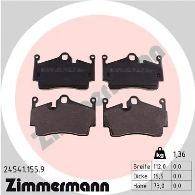Kit de plaquettes de frein, frein à disque ZIMMERMANN 24541.155.9