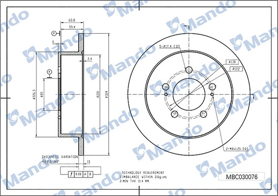 Disque de frein MANDO MBC030076