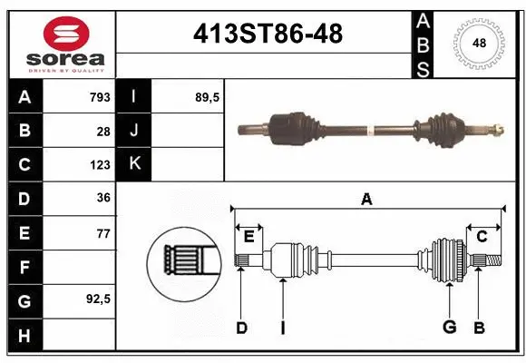 Arbre de transmission STARTCAR 413ST86-48