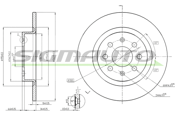 Disque de frein SIGMAUTO DBB299S