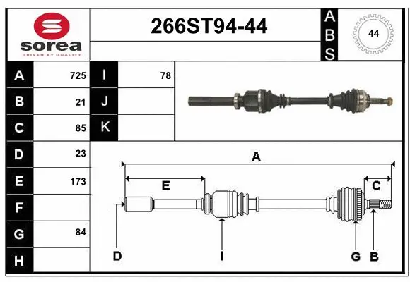 Arbre de transmission STARTCAR 266ST94-44