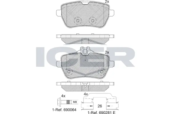Kit de plaquettes de frein, frein à disque ICER 182076-400