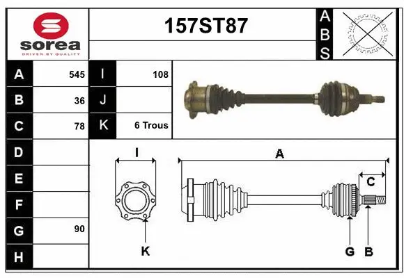 Arbre de transmission STARTCAR 157ST87