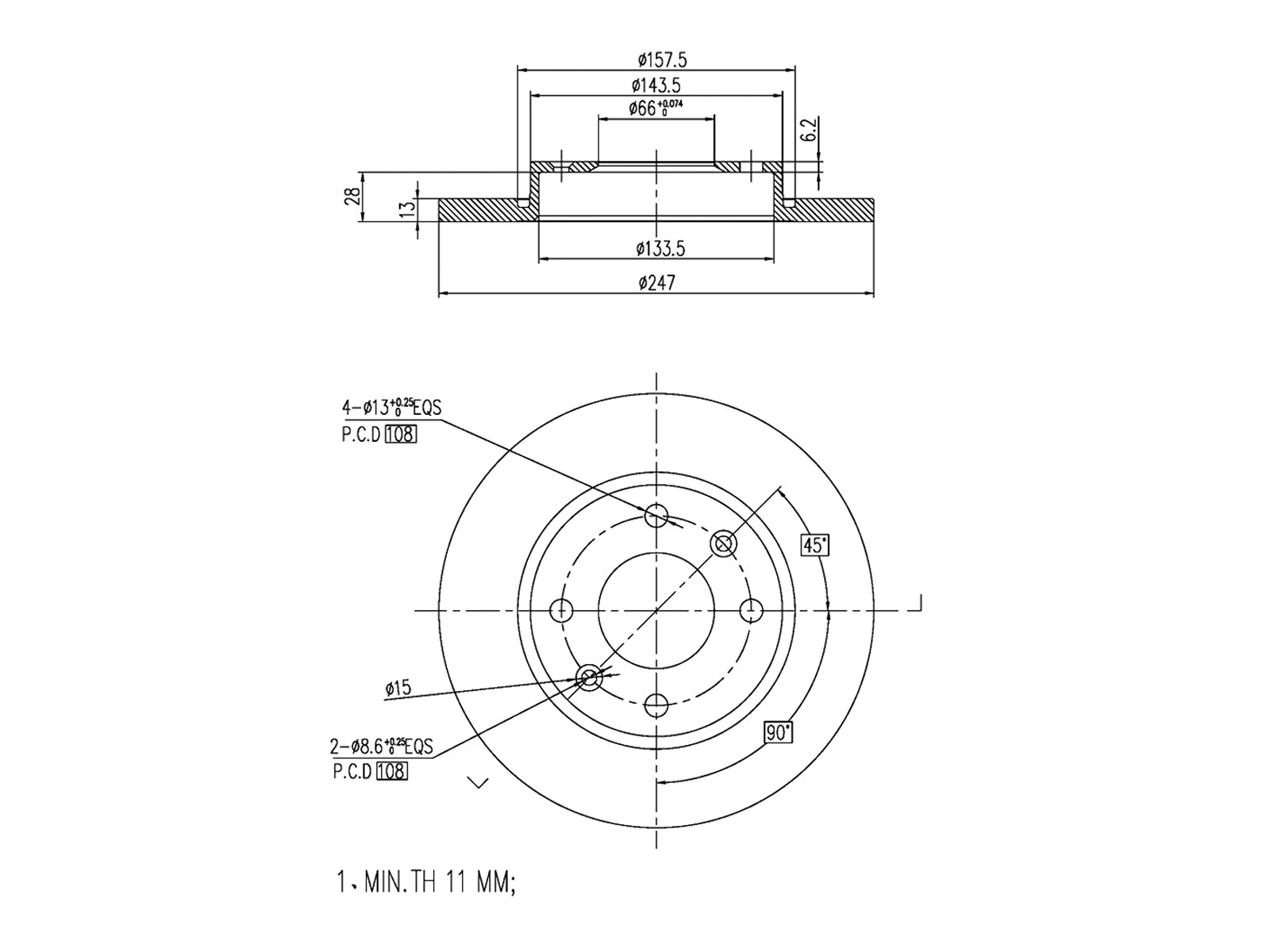 Disque de frein A.Z. Meisterteile AZMT-44-024-1535