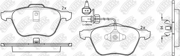 Kit de plaquettes de frein, frein à disque NiBK PN0224W