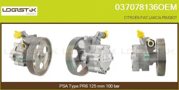 Pompe hydraulique, direction LGK 037078136OEM