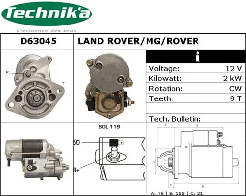 Démarreur Technika D63045